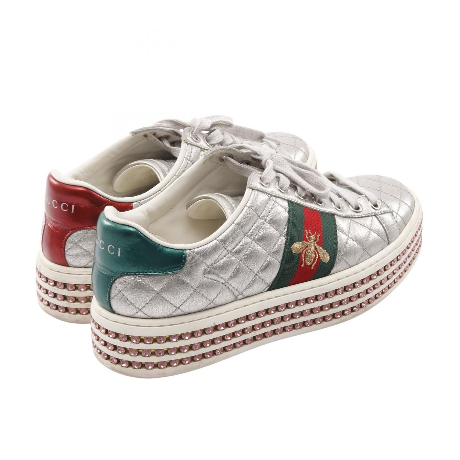 グッチ GUCCI スニーカー エンブロイダリー シェリーライン 557878 レザー スニーカー レディース Used B