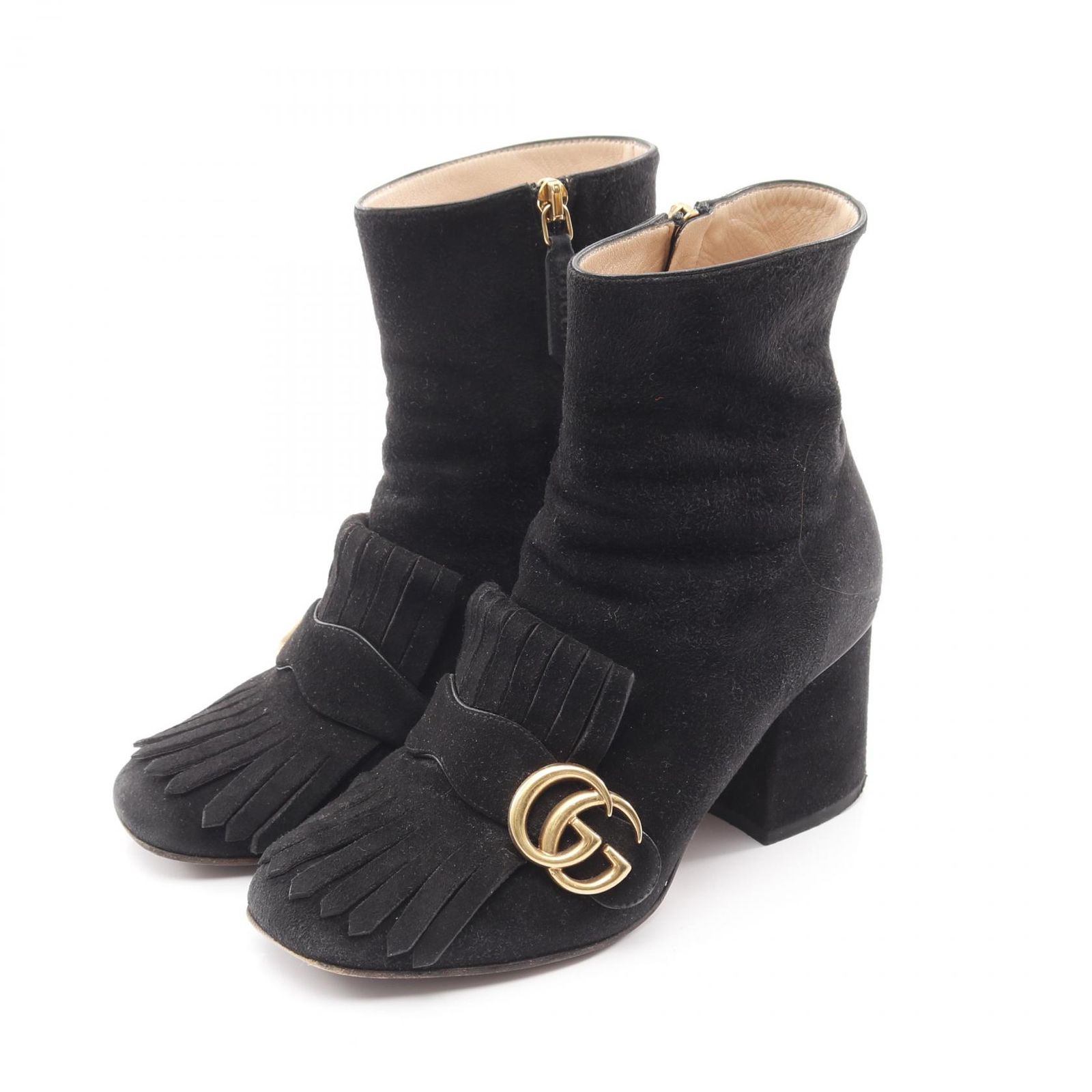 グッチ GUCCI ブーツ GGマーモント 408210 ブラック スウェード ブーツ レディース Used B