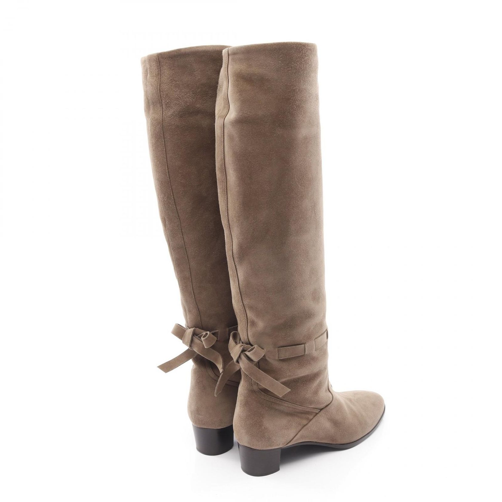 エルメス HERMES ブーツ ロング ベージュ スウェード ロングブーツ レディース Used A