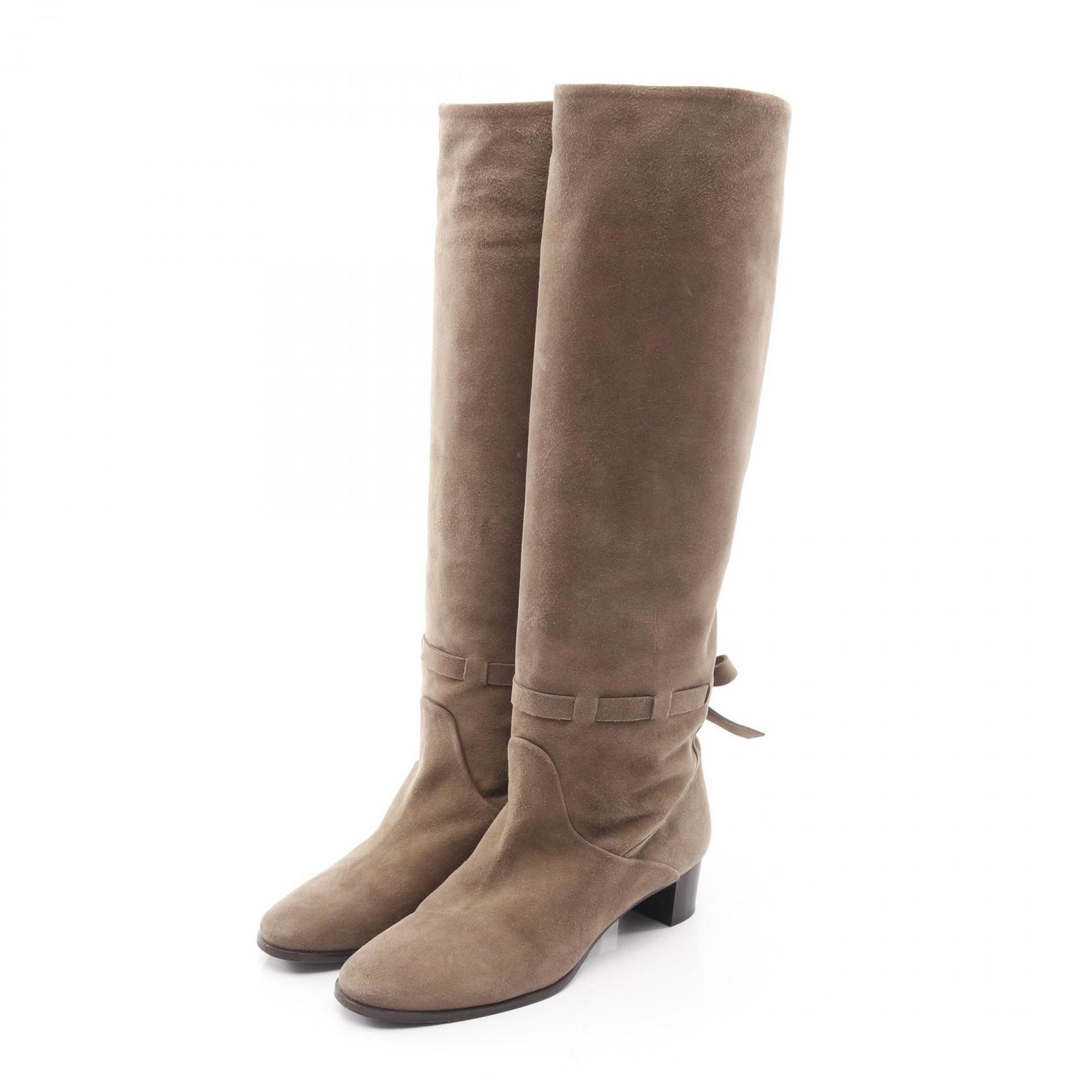 エルメス HERMES ブーツ ロング ベージュ スウェード ロングブーツ レディース Used A