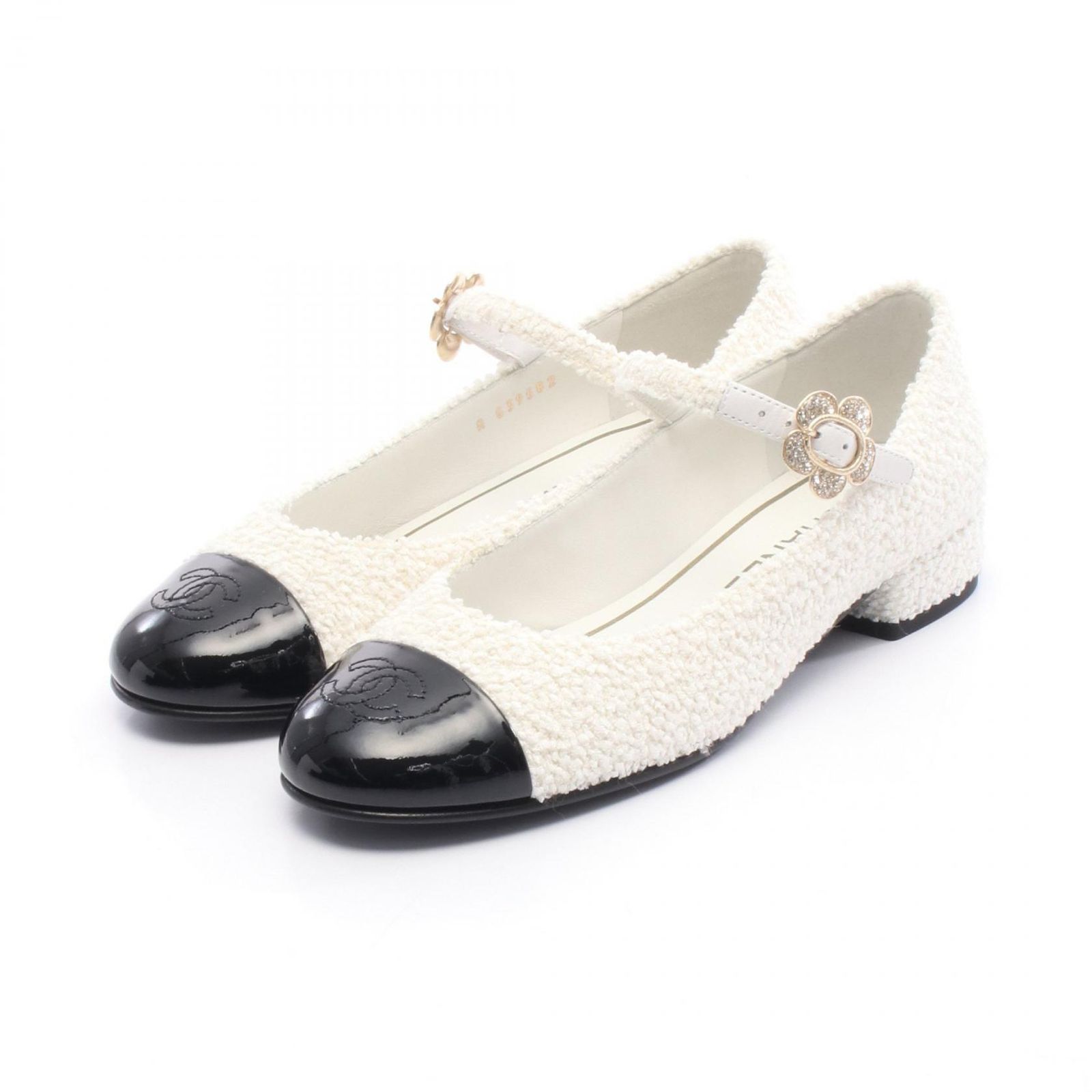 シャネル CHANEL パンプス ココマーク メリージェーンシューズ ファブリック パテントレザー シューズ レディース