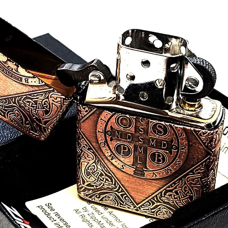  ZIPPO アーマー ベネディクトクロス 銅燻しバレル ジッポ ライター 4面連続加工 彫刻 アンティーク カッパー 十字架 おしゃれ 重厚 かっこいい メンズ ギフト プレゼント ライター本体 喫煙具 ライター
