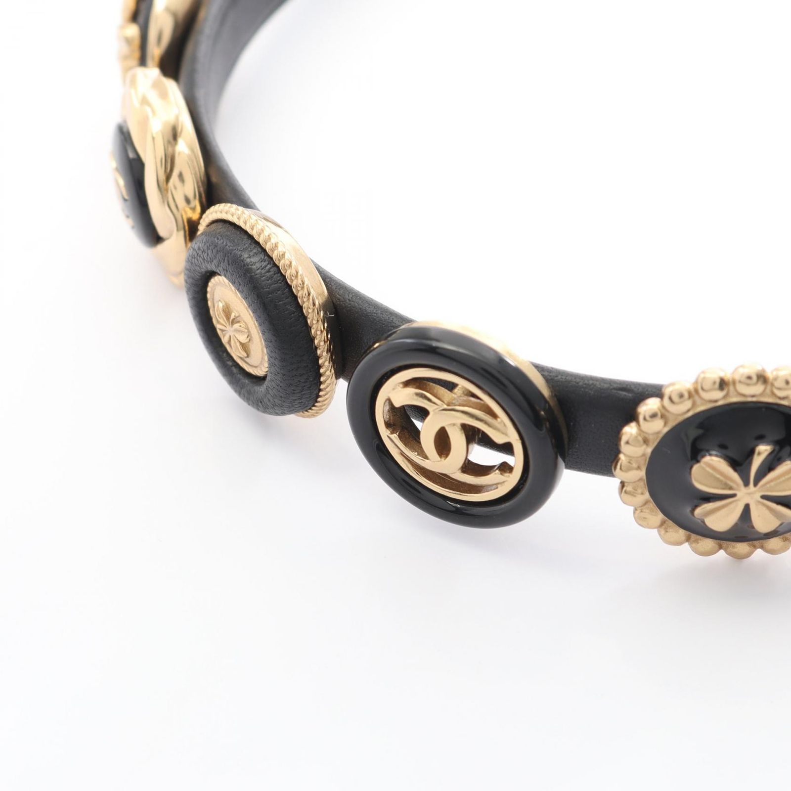 シャネル CHANEL チョーカー GP ゴールドメッキ レザー チョーカー レディース Used A