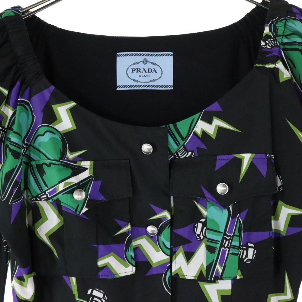 PRADA (プラダ) 19AWフランケンシュタイン ハート 総柄プリント五分袖