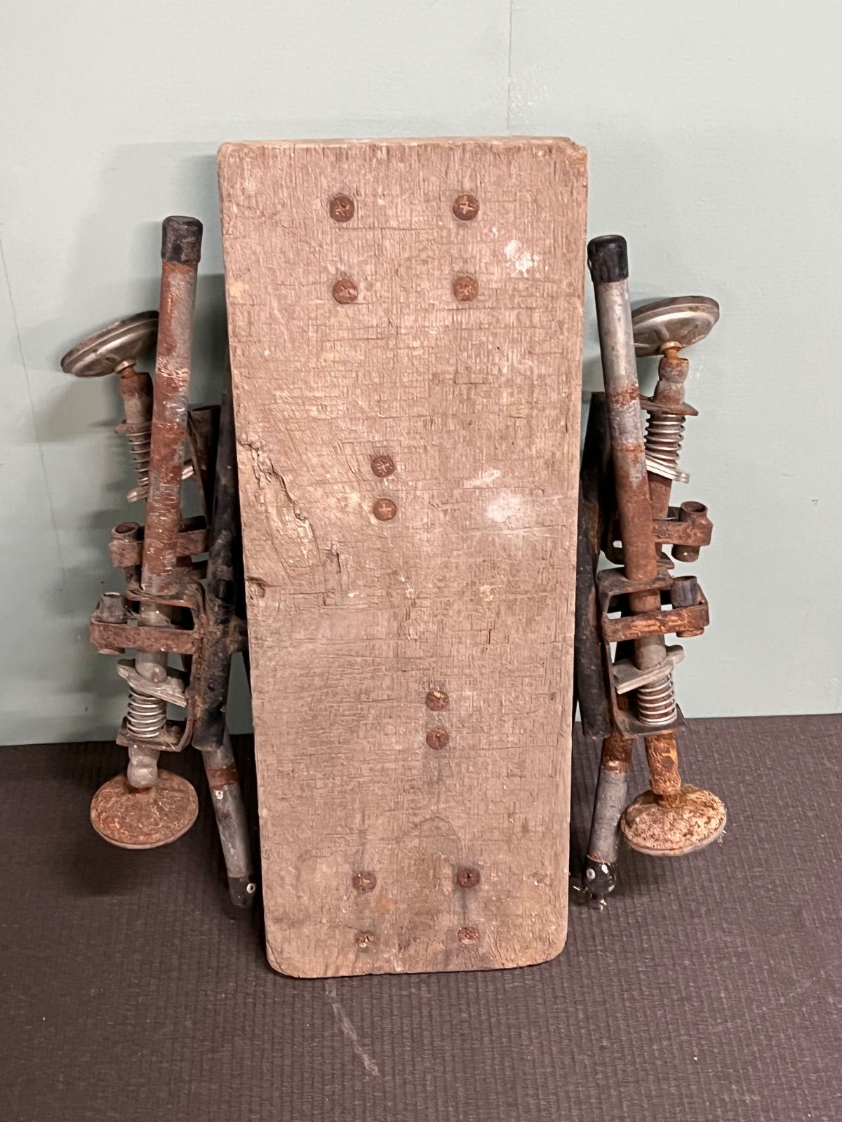 ︎ ヴィンテージ a 踏み台 木製 鉄脚 多目的 インテリア