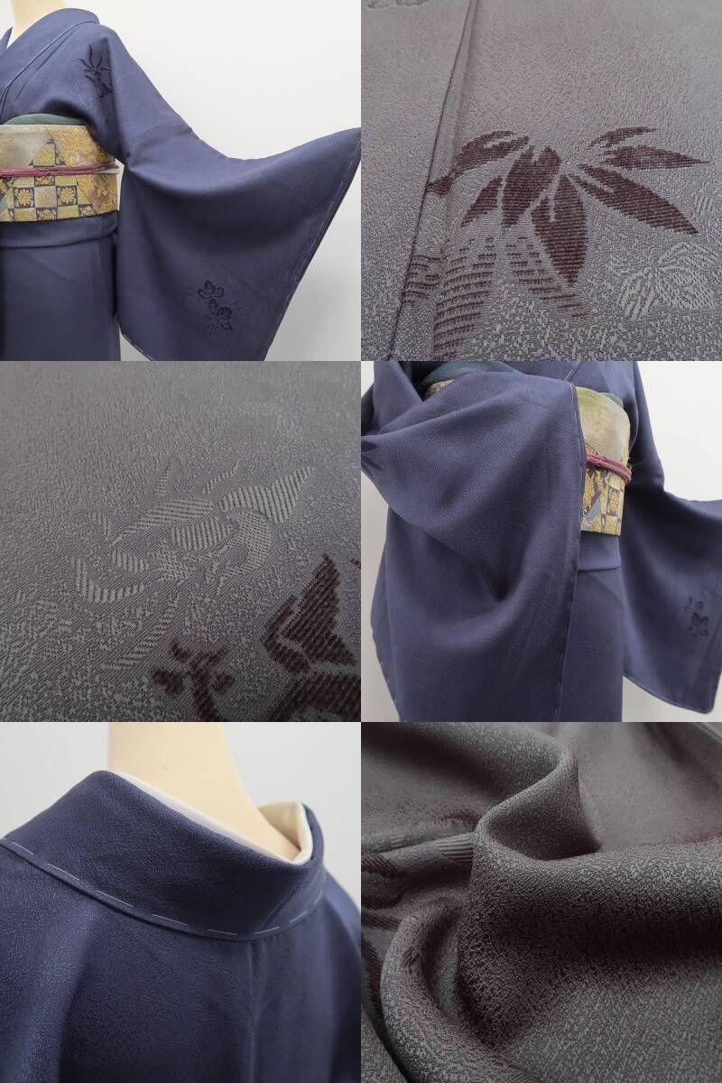  ❁tomihisa❁ さが美謹製 一刀彫 着物 正絹 仕付け糸付 静けさに映える一刀彫の陰影 小紋 色無地 7080 色無地 着物