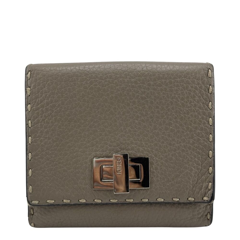 FENDIフェンディ 8M0399 コンパクトウォレット セレリア ピーカブー 三つ折り財布 財布 ウォレット ブランド 小銭入れ 札 グレー レディース