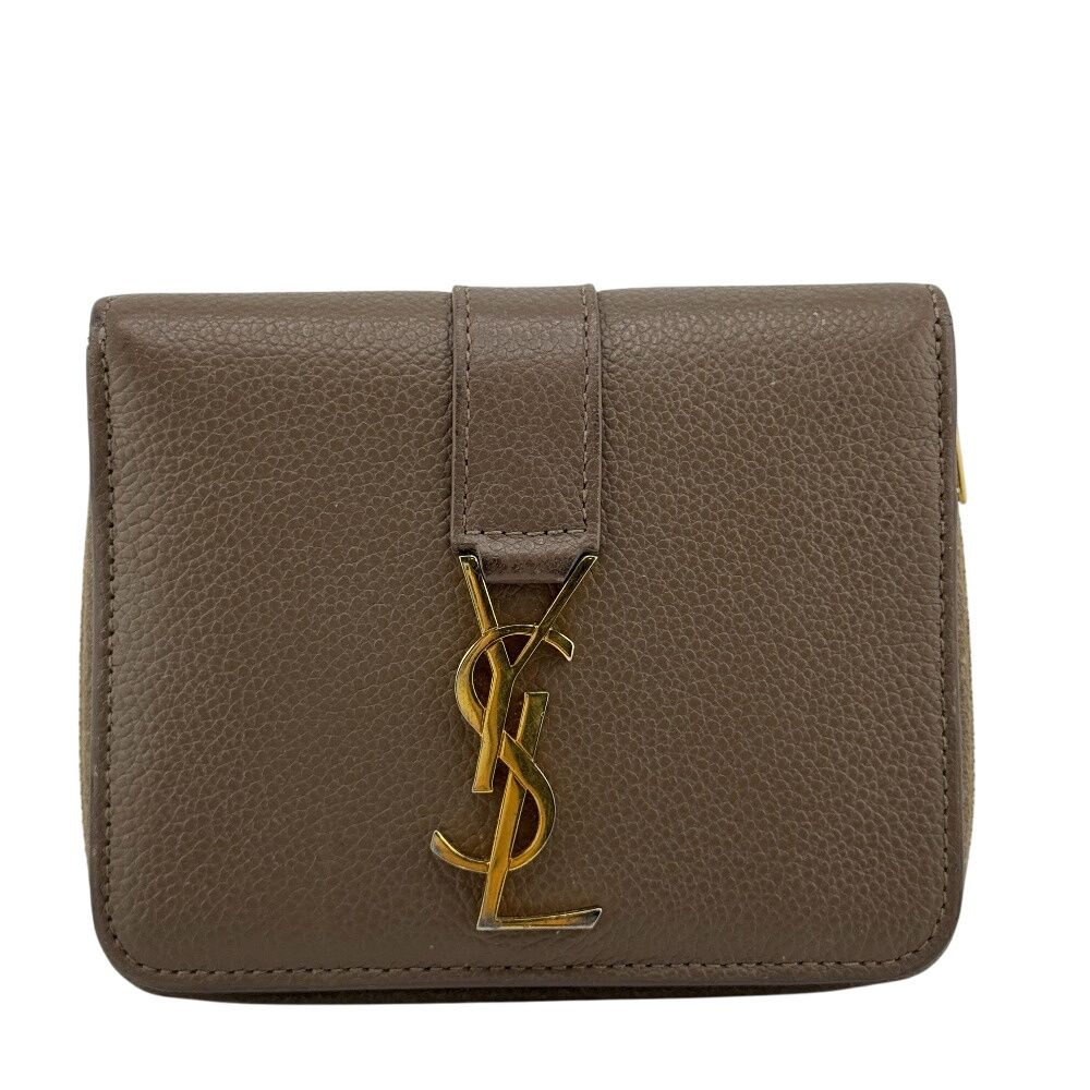 SAINT LAURENTサンローラン 670285 コンパクトウォレット 二つ折り財布 財布 ウォレット ブランド 小銭入れ 札 ベージュ レディース