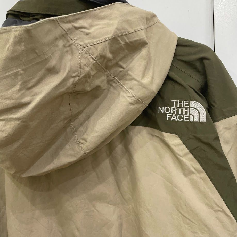 THE NORTH FACE ザノースフェイス HyVent 防水 透湿 防風 マウンテンパーカー シェルジャケット フード アウター ドローコード ワンポイント刺繡 CHINA製 Lサイズ ベージュ カーキ KANDAIZUMI_COM