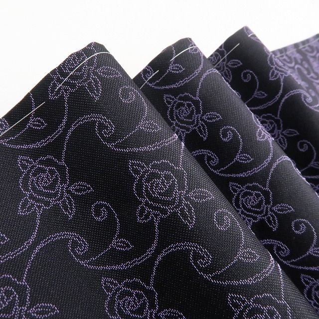 ❁tomihisa❁ 糀織物謹製 薔薇 着物 正絹 仕付け糸付 深紫に咲く薔薇の気品 西陣お召 7081