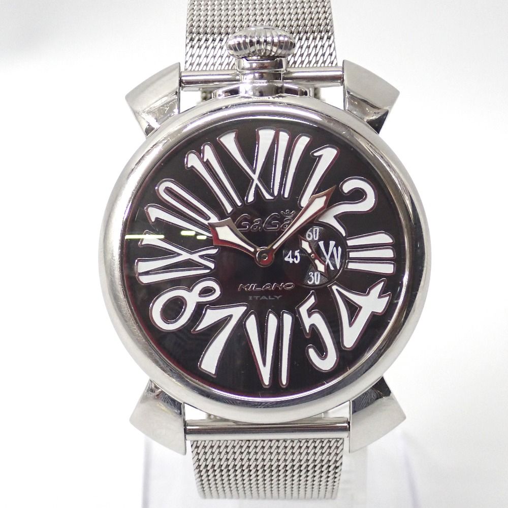 Ft6328113 ガガ ミラノ 腕時計 マヌアーレ46 5082.2 シルバー 黒文字盤 メンズ Gaga Milano
