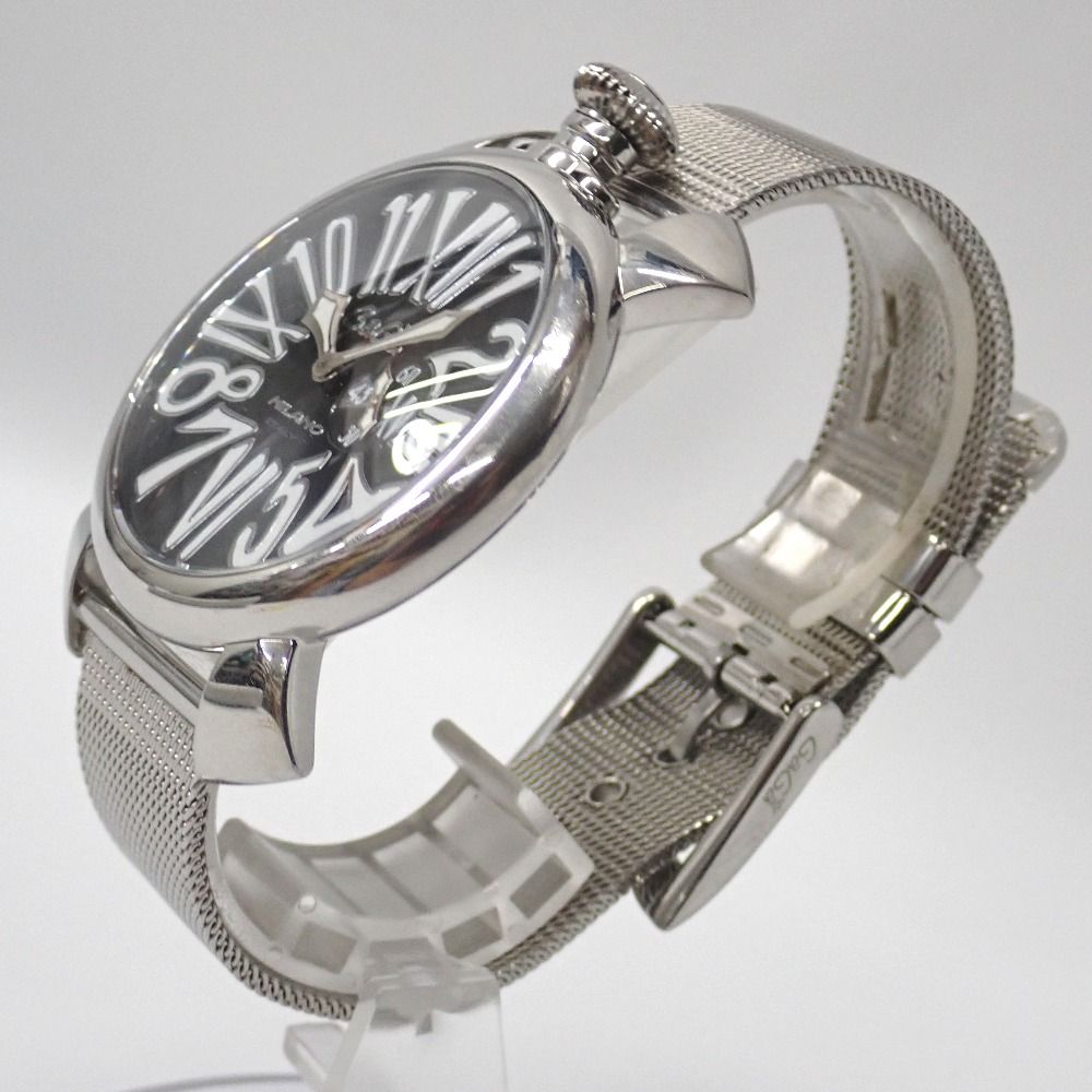 Ft 6328113 ガガ ミラノ 腕時計 マヌアーレ46 5082 2 シルバー 黒文字盤 メンズ Gaga Milano