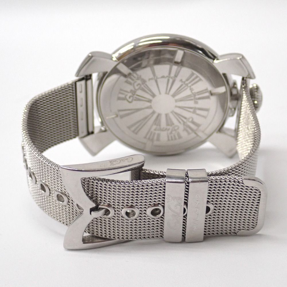  Ft 6328113 ガガ ミラノ 腕時計 マヌアーレ46 5082 2 シルバー 黒文字盤 メンズ Gaga Milano その他 時計