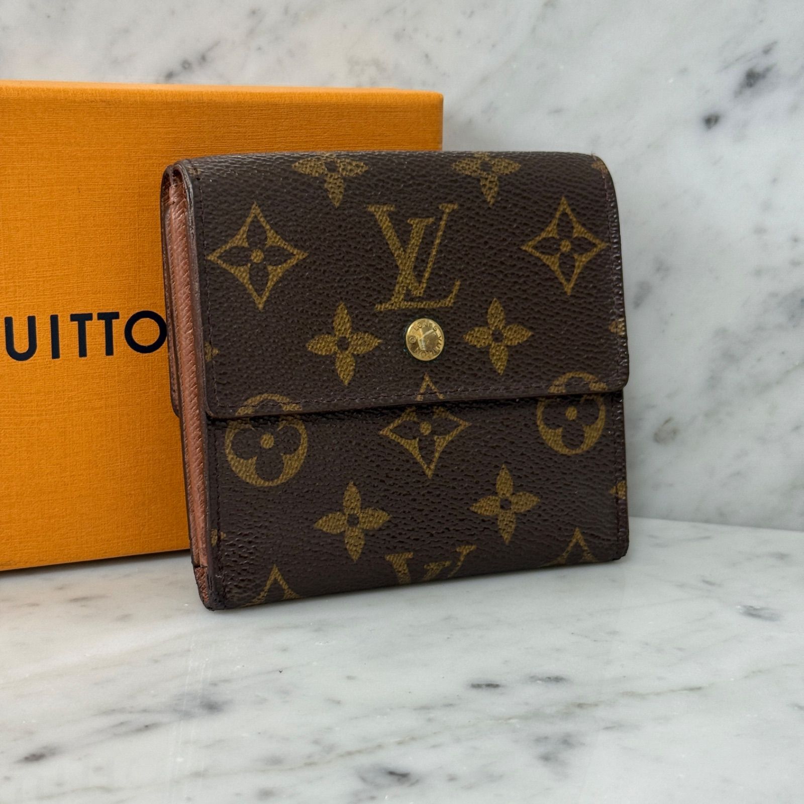 LOUIS VUITTON ルイヴィトン 三つ折財布 モノグラム 本革 レザー ポルトモネ ビエ カルト クレディ 二つ折り財布 コンパクトウォレット M61652 ブラウン PVC