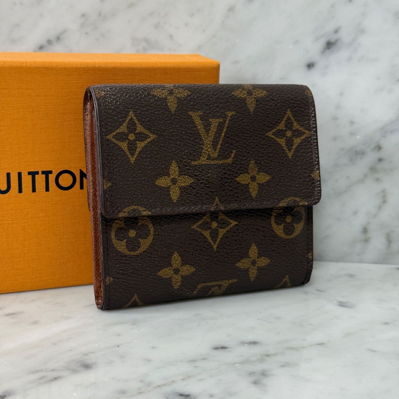 LOUIS VUITTON ルイヴィトン 三つ折財布 モノグラム 本革 レザー ポルトモネ ビエ カルト クレディ 二つ折り財布 コンパクトウォレット M61652 ブラウン PVC
