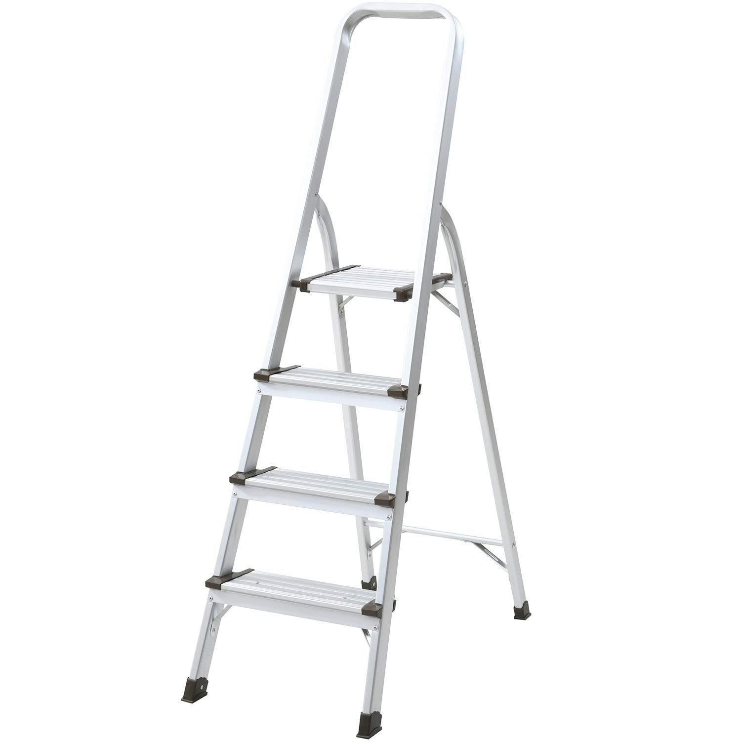 山善 YAMAZEN 脚立 4 段 幅45×奥行88.5×高さ147cm 耐荷重100kg 折りたたみ アルミ 軽量 幅広 滑り止め付 はしご 踏み台 室内 屋外 ステップKBE-4