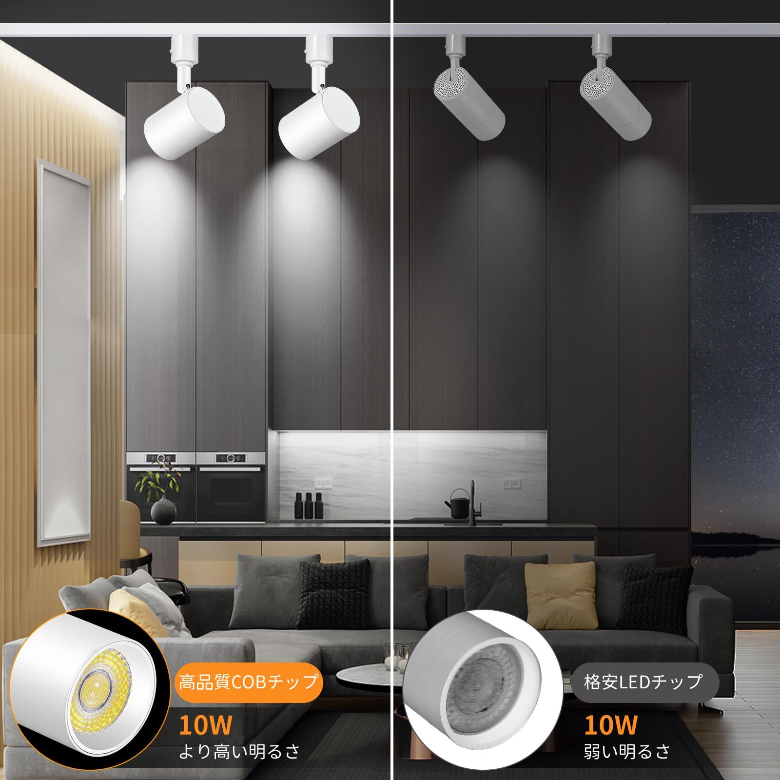 無段階調光調色 ダクトレール スポットライト リモコン付き LED一体型照明 10W 85W形相当 明るい レールライト 高演色CRI90 2700K-6000K 800lm キッチン ショップ用 シーリングスポットライト ホワイト NEXPOTALLINN_EU