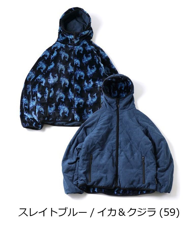 gym master ジムマスター キルト×ボア リバーシブルフードジャケット スレイトブルー イカ＆クジラ m l xl G621751 メンズ レディース 秋冬
