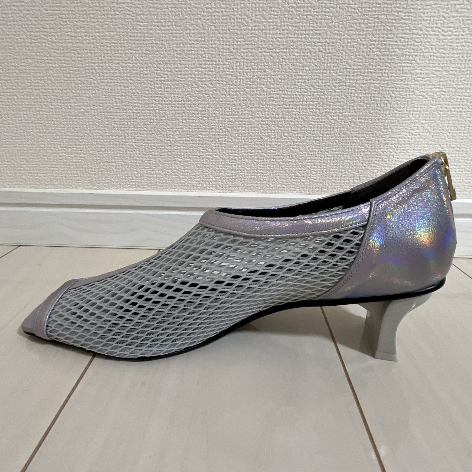  MANA マナ メッシュ ブーティー パンプス ワイドカット オープントゥ ミドルヒール 靴 オーロラ かわいい 大きめ 夏 バカンス 旅行 廃盤 売り切れ ハイヒール パンプス パンプス