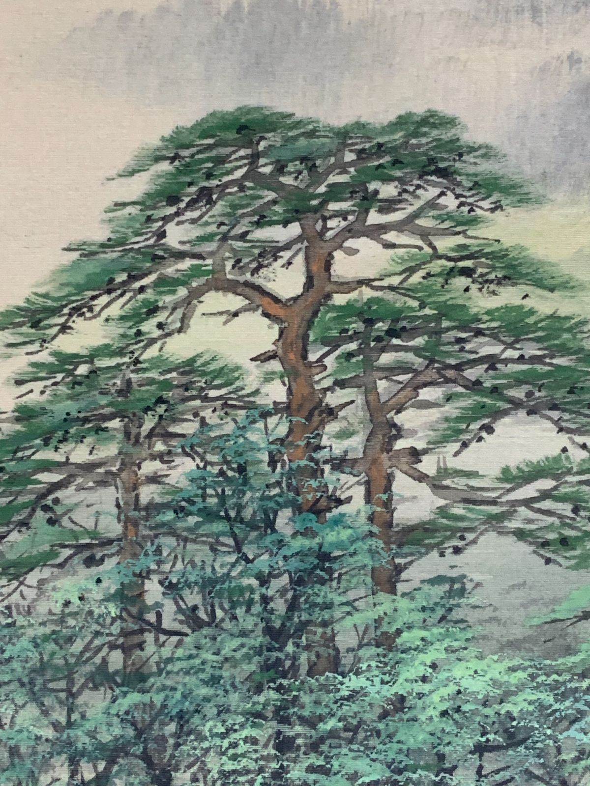 掛軸 横幅 百瀬徳三郎「山村清趣之図」民家 共箱 美術年鑑掲載画家 掛軸 横幅 百瀬徳三郎「山村清趣之図」民家 共箱 美術年鑑掲載画家