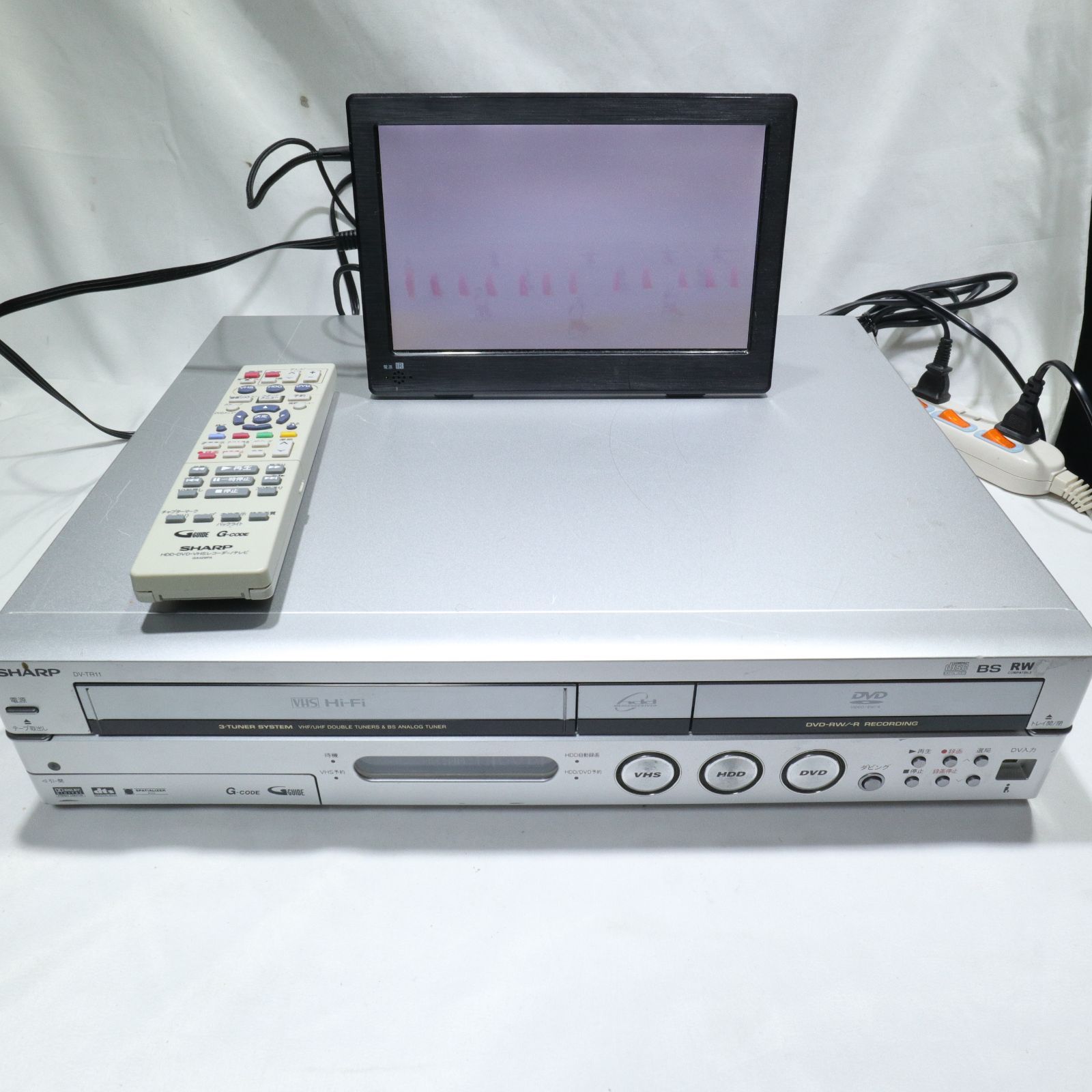 動作 済 SHARP シャープ DV-TR11 リモコン付 ビデオデッキ HDDレコーダー DVDレコーダー搭載 HDD DVD ビデオ一体型レコーダー