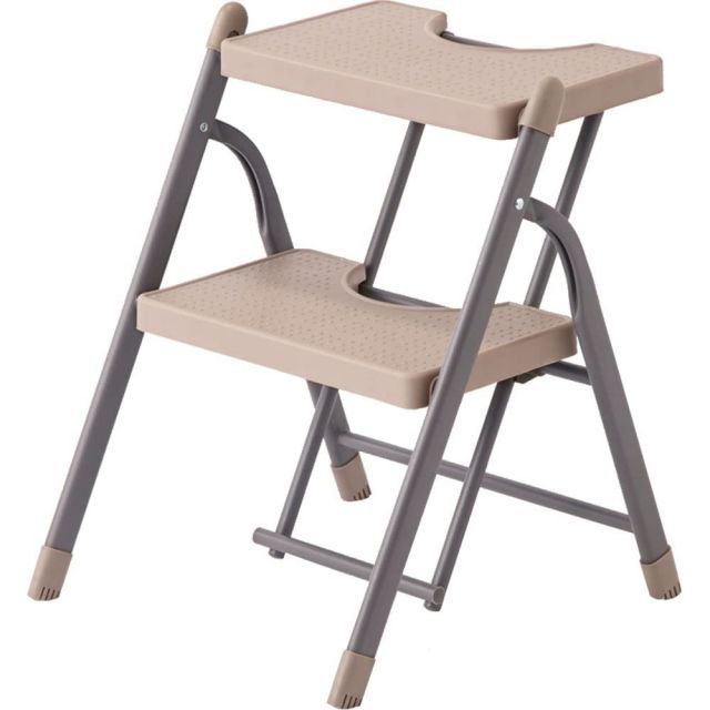 暮らしに役立つ アイリスプラザ 折り畳みステップ 2段 KC-7092F ブラウン コンパクト収納 おしゃれ マット 踏み台 脚立 軽量 幅約41×奥行約44×高さ約50.5 耐荷重150kg 新生活