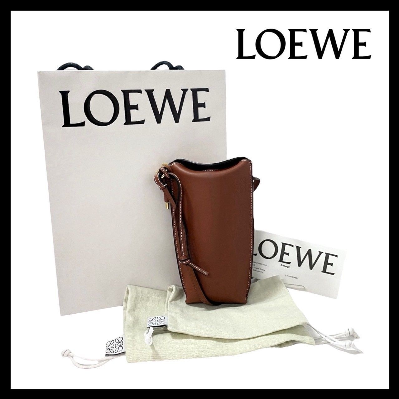 MU【LOEWE】ゲートポケット アナグラム ショルダーバッグ レザー 
