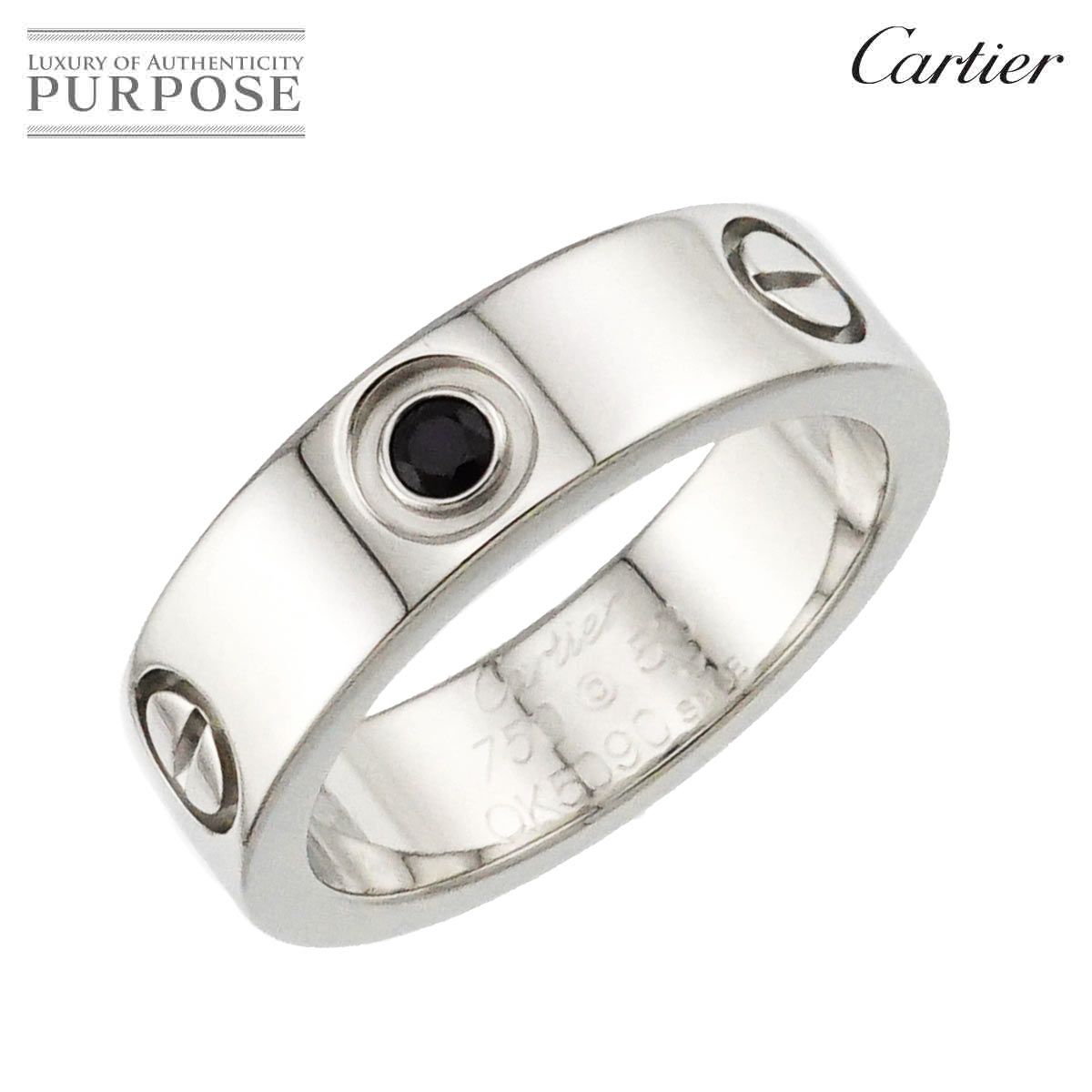 カルティエ Cartier ラブ 53 リング サファイヤ 1P K18 WG ホワイトゴールド 750 指輪 Love Ring 90298382