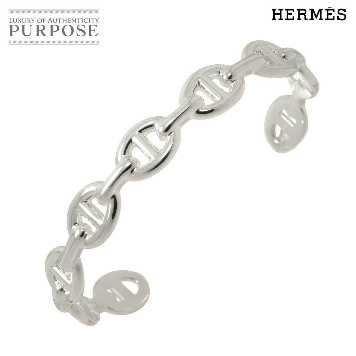 エルメス HERMES シェーヌダンクル アンシェネ バングル SH 17cm シルバー SV 925 ブレスレット Chaine dancre Bracelet 証明書 90298506