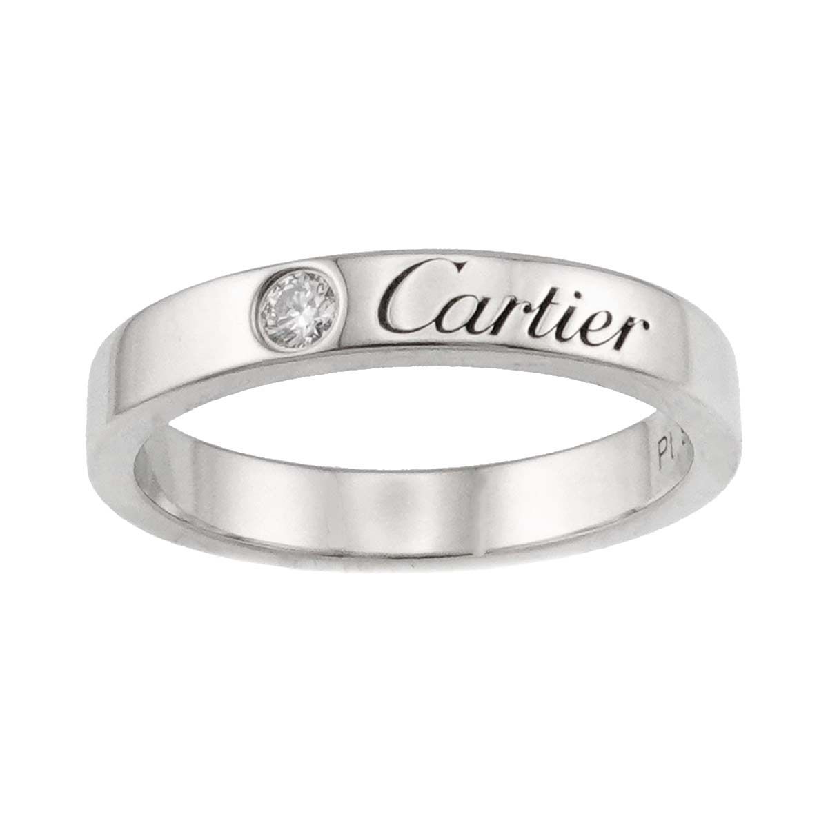 カルティエ Cartier Cドゥ 48 リング 幅3mm ダイヤ 1P Pt プラチナ 指輪 Diamond Ring 証明書付き 90298746
