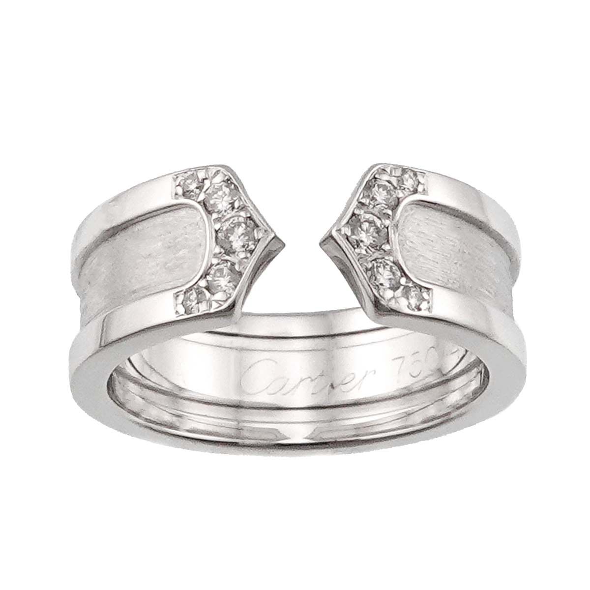 カルティエ Cartier C2 スモール SM 48 リング ダイヤ K18 WG ホワイトゴールド 750 指輪 2C Diamond Ring 90298989