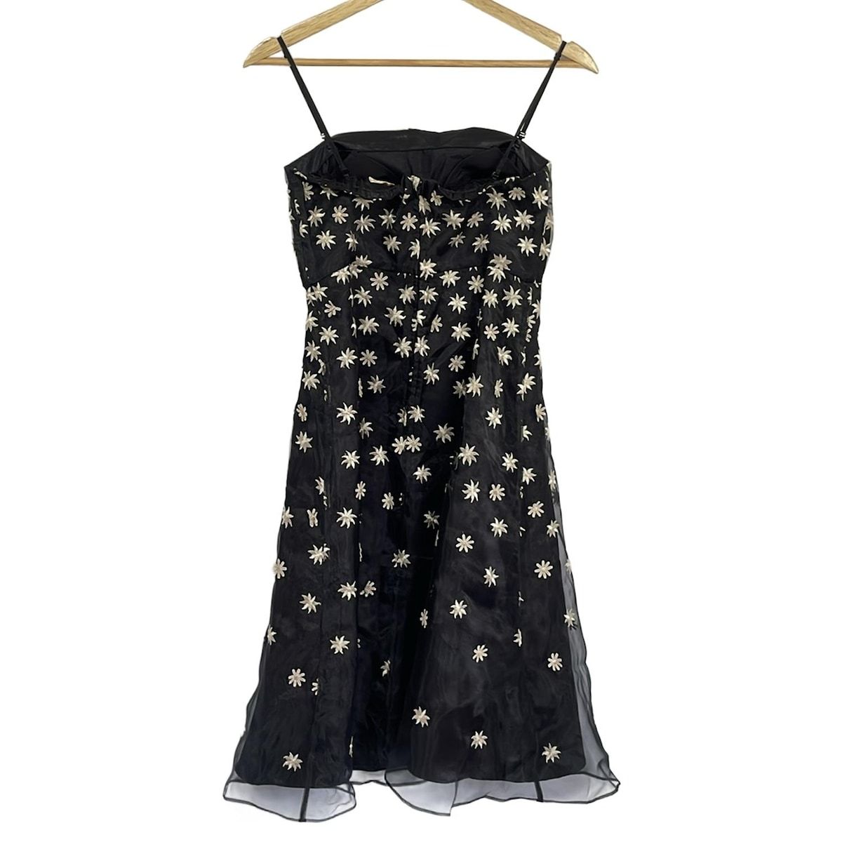 Sybilla シビラ ワンピース サイズM レディース - 黒×アイボリー キャミワンピ ひざ丈 花柄 刺繍 シースルー