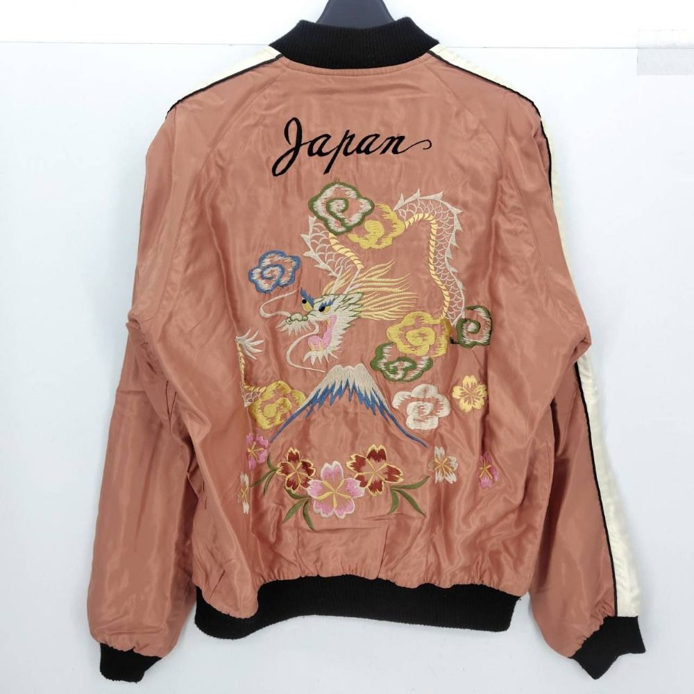 05w16524 テーラー東洋 SOUVENIR JACKET U.S.M.C. × DRAGON サーモンピンク ブラック M 中国製 メンズ リバーシブル スカジャン コットン TT13076 品