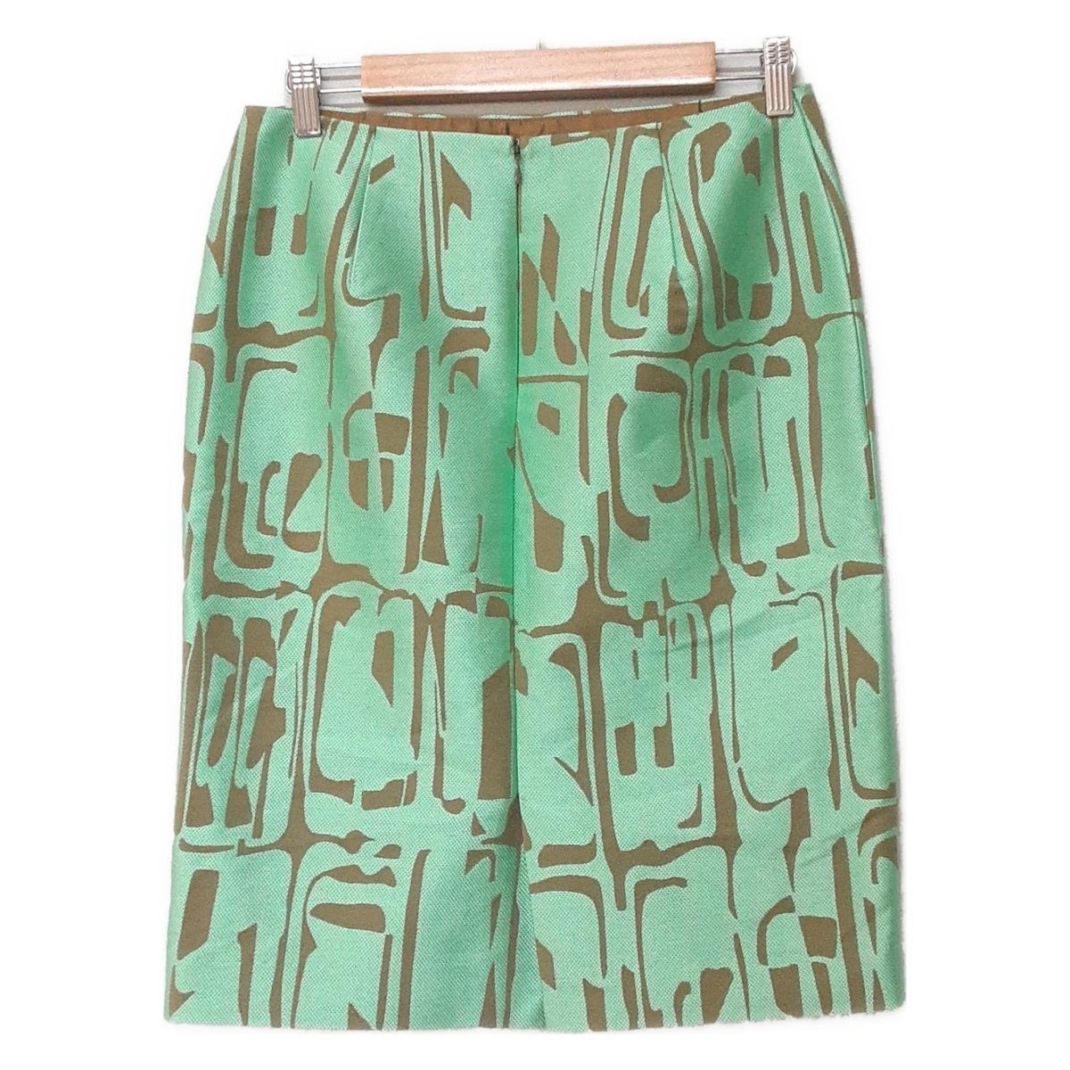 DAMAcollection ダーマ スカート サイズ67ー93 レディース - ライトグリーン×ブラウン ひざ丈
