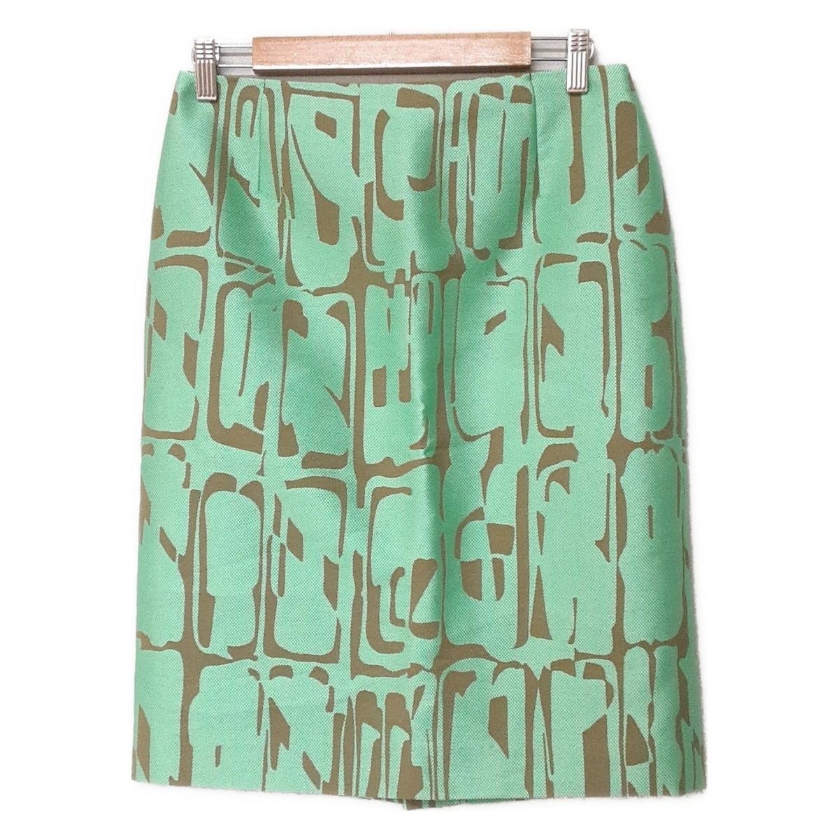 DAMAcollection ダーマ スカート サイズ67ー93 レディース - ライトグリーン×ブラウン ひざ丈