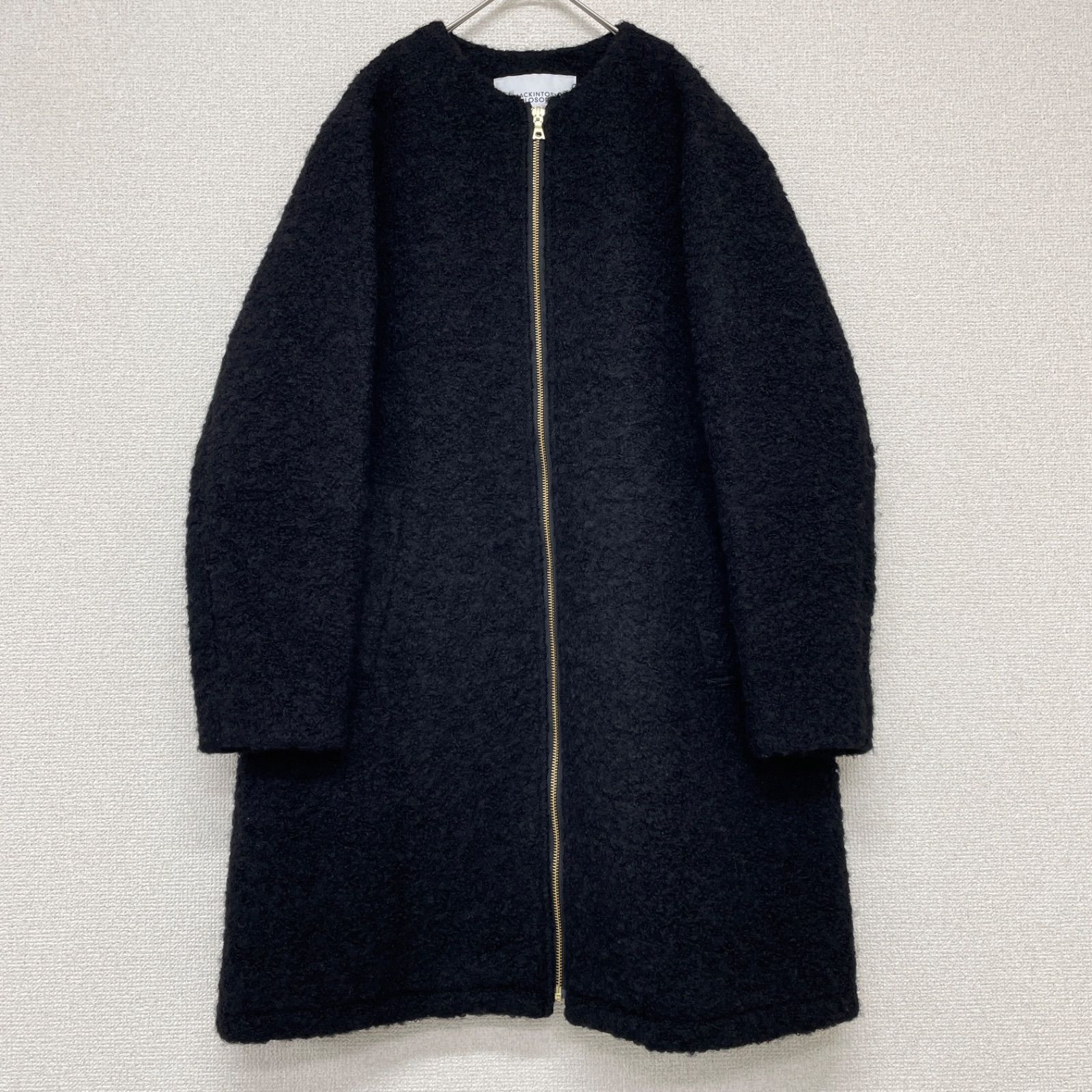 MACKINTOSH PHILOSOPHY マッキントッシュ フィロソフィー ロングコート ボア ノー ウール ネイビー レディース 36