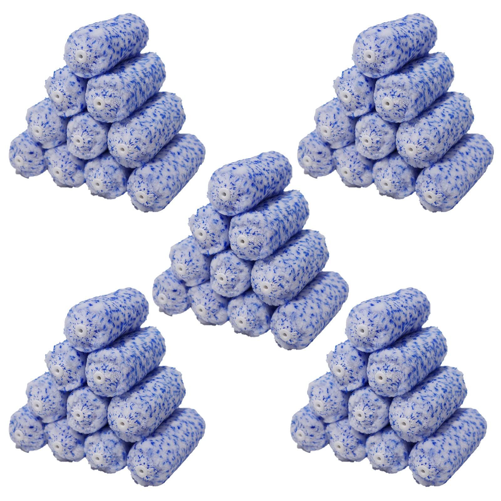 ハケ市 ミニスモール ローラー マイクロファイバー 混毛 マリン 4インチ 20mm 50本 セット