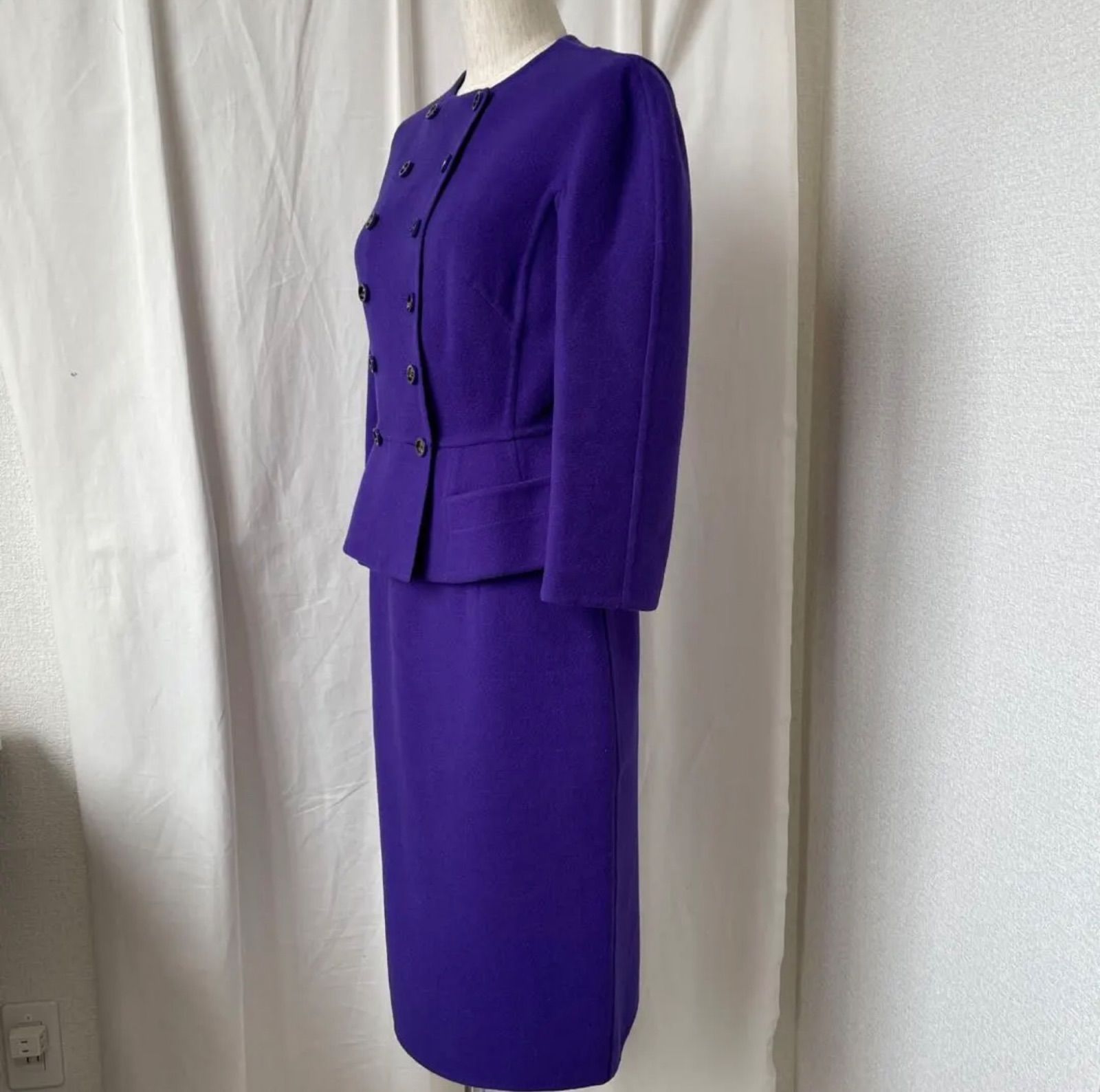 Christian Dior ヴィンテージ クリスチャンディオール セットアップ スカート パープル 紫 アンゴラ ウール ガリアーノ期