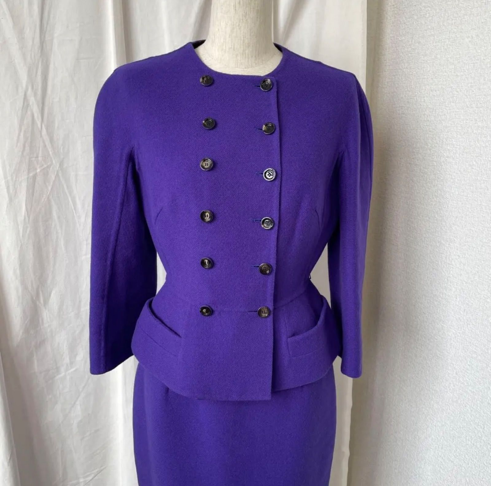 Christian Dior ヴィンテージ クリスチャンディオール セットアップ スカート パープル 紫 アンゴラ ウール ガリアーノ期