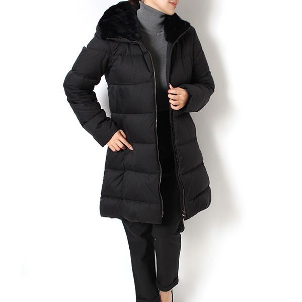 25AWモデル ヘルノ HERNO レディース フェイクファー ダウンコート ブラック PI001948D 12414Z 9300 2025-26AW l-outer