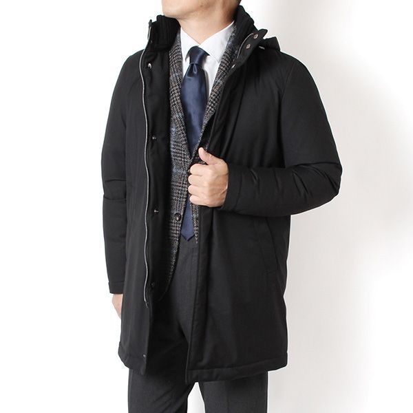 25AWモデル ヘルノ HERNO メンズ ウールリブスタンド ダウンコート ブラック PI001155U 12638 9300 2025-26AW m-outer