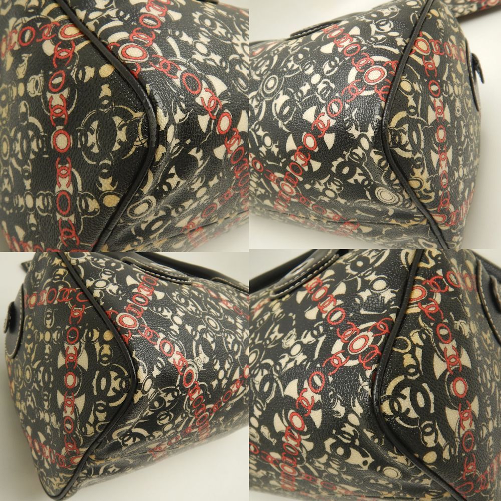 ミニボストンバッグ PVCxキャビアスキン