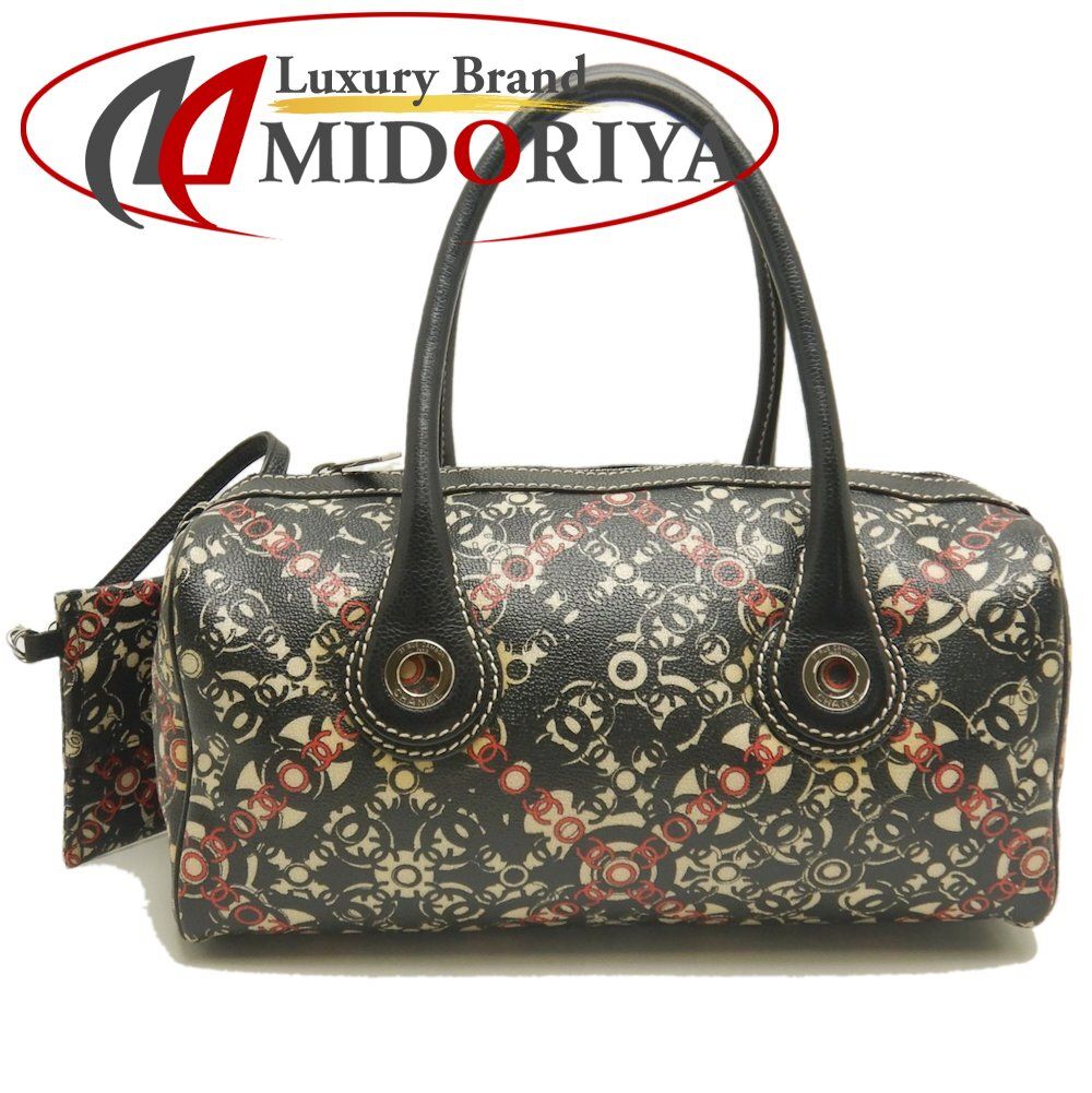 CHANEL シャネル ココトラベル ミニボストンバッグ PVCxキャビアスキン ブラック レッド レディース 253312