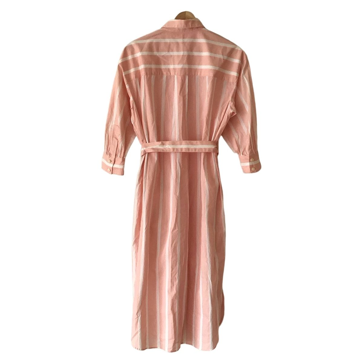 グレースクラス ワンピース サイズ36 S レディース - ライトピンク×白 レギュラー 長袖 ロング ストライプ シャツワンピ
