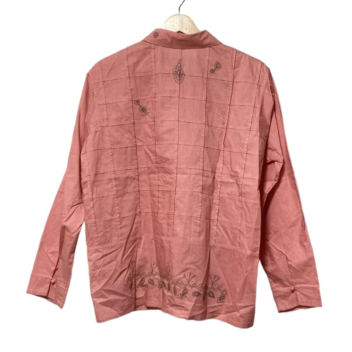 HaaT HeaRT ハート 長袖シャツブラウス サイズ2 M レディース - ピンク×カーキ 刺繍 ペイズリー柄