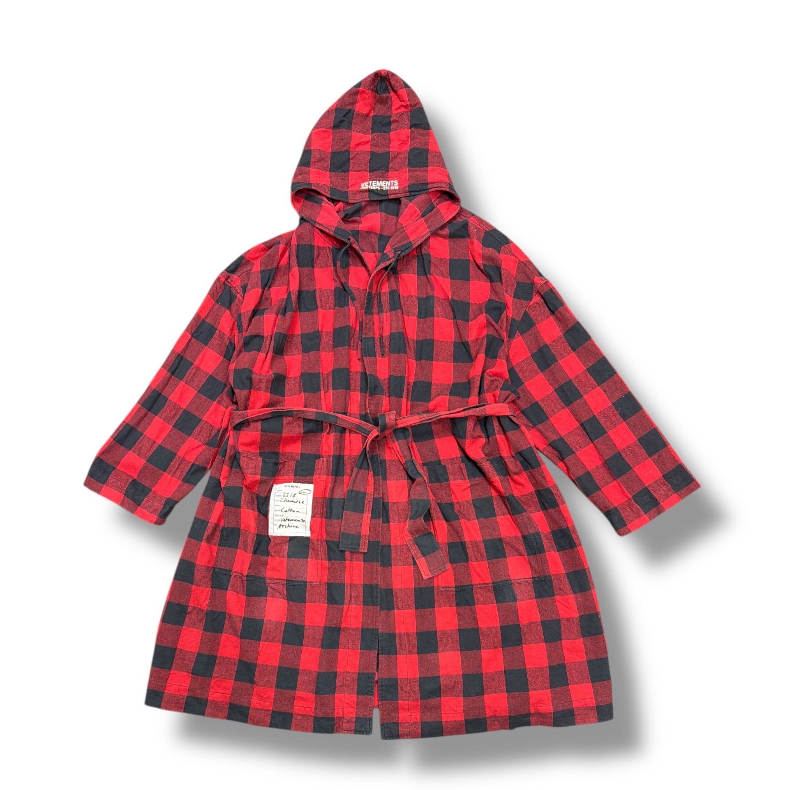 VETEMENTS 18SS Light Flannel robe cort ライトフランネルローブコート チェック ヴェトモン MSS18JA61 M 1869M4