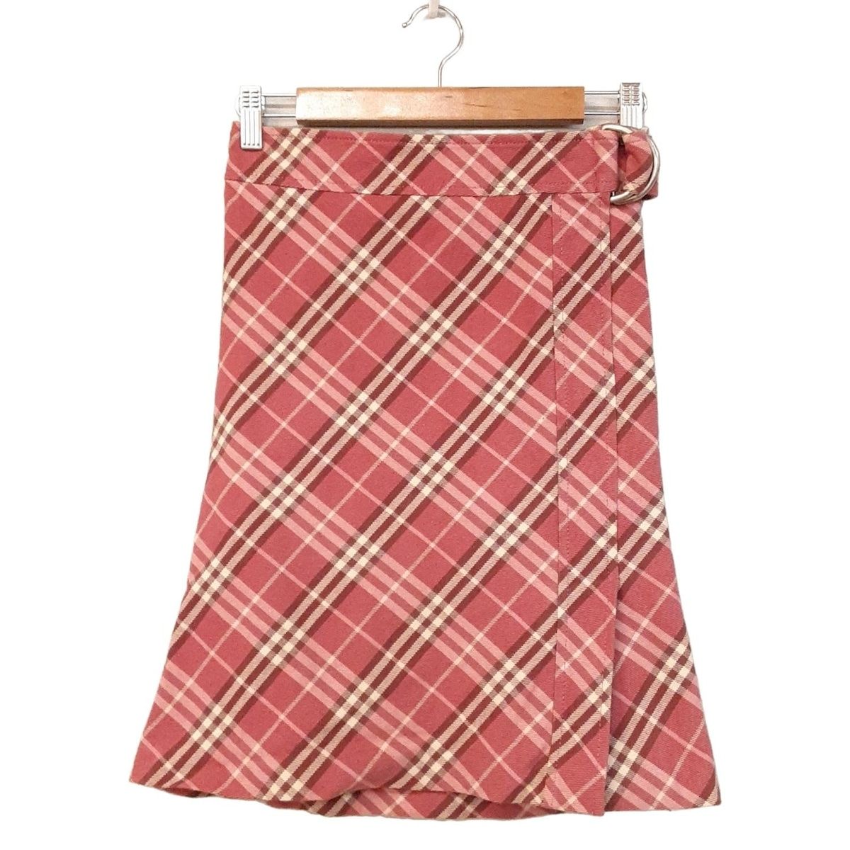 Burberry Blue Label バーバリーブルーレーベル スカート サイズ36 S レディース - ピンク×ボルドー×アイボリー ひざ丈 チェック柄
