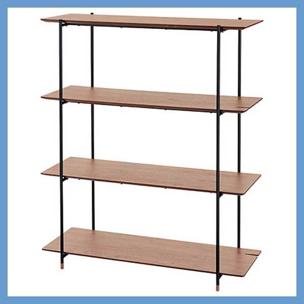 天然木化粧繊維板の4段シェルフ オープンラック W108×D41.5×H131.5cm No.102 ウォルナット