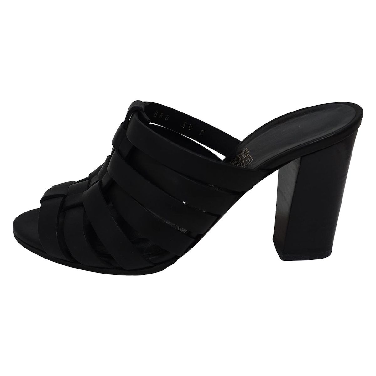 FERRAGAMO SalvatoreFerragamo サルバトーレフェラガモ ミュール 5 1 2 C レディース - 黒 編み込み アウトソール張替済 レザー