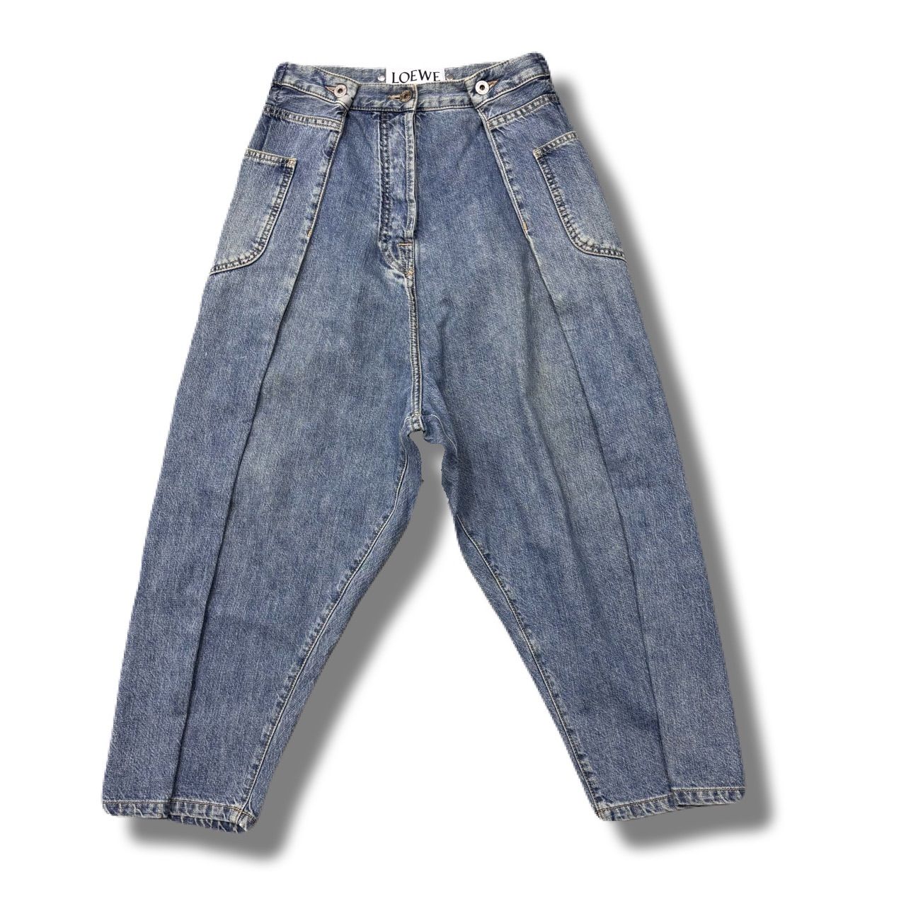 LOEWE ロエベ ロゴレザーパッチクロップド デニムパンツ D2292310IB